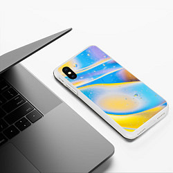 Чехол iPhone XS Max матовый Градиент Жёлто-Голубая Абстракция, цвет: 3D-белый — фото 2