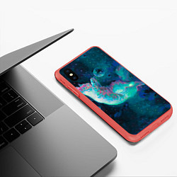 Чехол iPhone XS Max матовый Котенок в космосе, цвет: 3D-красный — фото 2