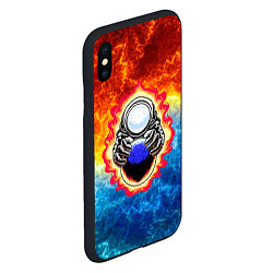 Чехол iPhone XS Max матовый Космонавт в огне над планетой, цвет: 3D-черный — фото 2