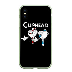 Чехол iPhone XS Max матовый Cuphead грозные ребята из Криминального чтива, цвет: 3D-салатовый