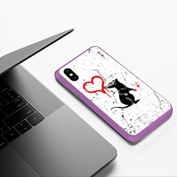 Чехол iPhone XS Max матовый BANKSY БЭНКСИ крыса, цвет: 3D-фиолетовый — фото 2