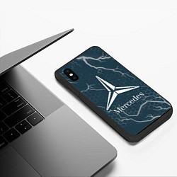 Чехол iPhone XS Max матовый MERCEDES - ЗВЕЗДА Молнии, цвет: 3D-черный — фото 2