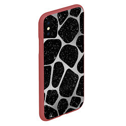 Чехол iPhone XS Max матовый Глиттер И Серебро, цвет: 3D-красный — фото 2