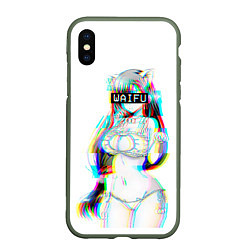 Чехол iPhone XS Max матовый Кошкодевочка Waifu, цвет: 3D-темно-зеленый