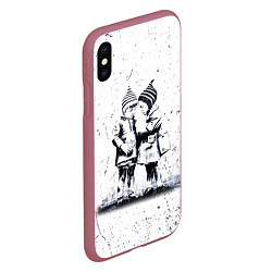 Чехол iPhone XS Max матовый BANKSY БЭНКСИ дети, цвет: 3D-малиновый — фото 2