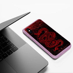 Чехол iPhone XS Max матовый Красная Змея Red Snake Глитч, цвет: 3D-сиреневый — фото 2