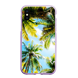 Чехол iPhone XS Max матовый Пальмы под солнцем, цвет: 3D-сиреневый