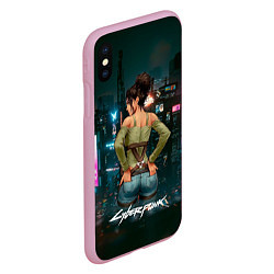 Чехол iPhone XS Max матовый Panam Панам Cyberpunk2077, цвет: 3D-розовый — фото 2