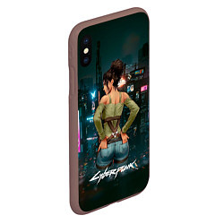 Чехол iPhone XS Max матовый Panam Панам Cyberpunk2077, цвет: 3D-коричневый — фото 2