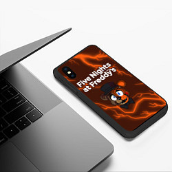 Чехол iPhone XS Max матовый FNAF - ФРЕДДИ - Молнии, цвет: 3D-черный — фото 2