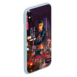 Чехол iPhone XS Max матовый Vi Cyberpunk2077, цвет: 3D-голубой — фото 2