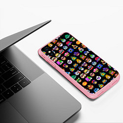 Чехол iPhone XS Max матовый Значки на скины Бравл Старс Brawl Черный Пины, цвет: 3D-баблгам — фото 2