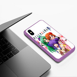 Чехол iPhone XS Max матовый Когда плачут цикады, персонажи девушки, цвет: 3D-фиолетовый — фото 2