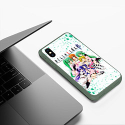 Чехол iPhone XS Max матовый Когда плачут цикады: Карма, персонажи, цвет: 3D-темно-зеленый — фото 2