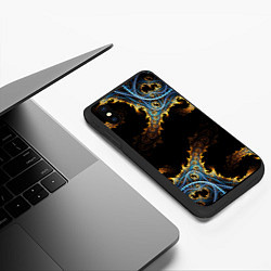 Чехол iPhone XS Max матовый Огненные фракталы 3d, цвет: 3D-черный — фото 2