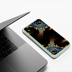 Чехол iPhone XS Max матовый Огненные фракталы 3d, цвет: 3D-салатовый — фото 2