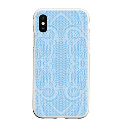 Чехол iPhone XS Max матовый Вязаный светлый узор, абстракция Нежный голубой цв, цвет: 3D-белый