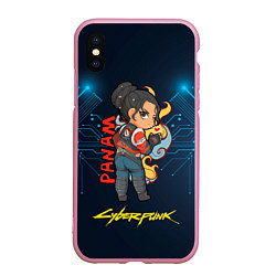 Чехол iPhone XS Max матовый Маленькая Panam Панам cyberpunk2077, цвет: 3D-розовый