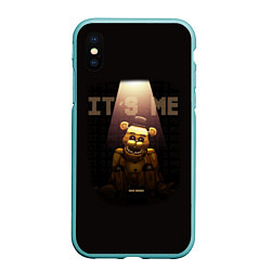 Чехол iPhone XS Max матовый Five Nights at Freddys - мишка Фредди, цвет: 3D-мятный