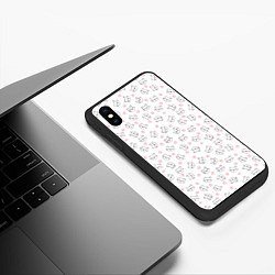 Чехол iPhone XS Max матовый Кошачий паттерн с щечками и лапками Милота, цвет: 3D-черный — фото 2