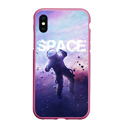 Чехол iPhone XS Max матовый Space walk, цвет: 3D-малиновый