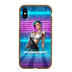 Чехол iPhone XS Max матовый Judy 18 Джуди Cyberpunk2077, цвет: 3D-коричневый