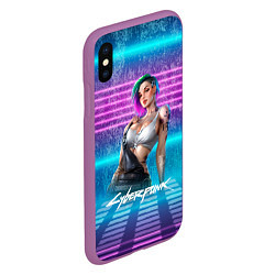 Чехол iPhone XS Max матовый Judy 18 Джуди Cyberpunk2077, цвет: 3D-фиолетовый — фото 2