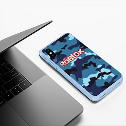 Чехол iPhone XS Max матовый Roblox Камуфляж Тёмно-Синий, цвет: 3D-голубой — фото 2