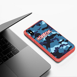 Чехол iPhone XS Max матовый Roblox Камуфляж Тёмный Синий, цвет: 3D-красный — фото 2