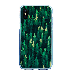 Чехол iPhone XS Max матовый Еловый лес spruce forest, цвет: 3D-голубой