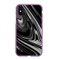 Чехол iPhone XS Max матовый Черно-белый мрамор, цвет: 3D-фиолетовый