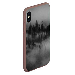 Чехол iPhone XS Max матовый Туманный лес - природа, цвет: 3D-коричневый — фото 2