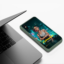 Чехол iPhone XS Max матовый Judy Cyberpunk 2077, цвет: 3D-темно-зеленый — фото 2