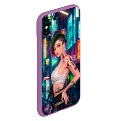Чехол iPhone XS Max матовый Judy Cyberpunk2077 Киберпанк, цвет: 3D-фиолетовый — фото 2