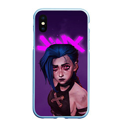 Чехол iPhone XS Max матовый ARCANE League Of Legends JINX, цвет: 3D-голубой