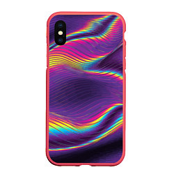 Чехол iPhone XS Max матовый Neon fashion pattern Wave, цвет: 3D-красный