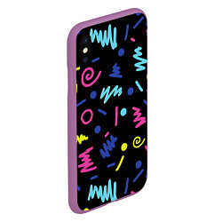Чехол iPhone XS Max матовый Neon color pattern Fashion 2032, цвет: 3D-фиолетовый — фото 2
