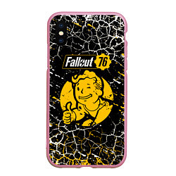 Чехол iPhone XS Max матовый Fallout 76 bethesda, цвет: 3D-розовый