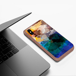 Чехол iPhone XS Max матовый Осенний мозаичный узор, цвет: 3D-коричневый — фото 2