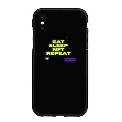 Чехол iPhone XS Max матовый Eat, sleep, nft, repeat, неоновый текст, цвет: 3D-черный