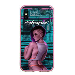 Чехол iPhone XS Max матовый Cyberpunk2077 18 Vi, цвет: 3D-розовый