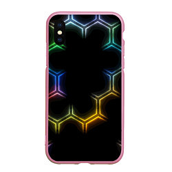 Чехол iPhone XS Max матовый Геометрический узор Neon, цвет: 3D-розовый