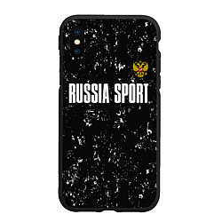 Чехол iPhone XS Max матовый РОССИЯ - ГЕРБ Russia Sport, цвет: 3D-черный