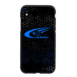 Чехол iPhone XS Max матовый SUBARU - Соты, цвет: 3D-черный