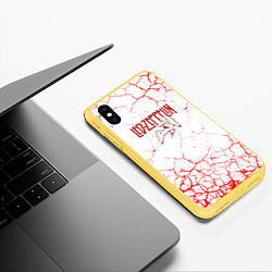 Чехол iPhone XS Max матовый Led zeppelin Трещины, цвет: 3D-желтый — фото 2