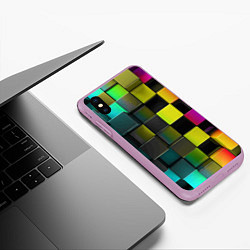 Чехол iPhone XS Max матовый Colored Geometric 3D pattern, цвет: 3D-сиреневый — фото 2