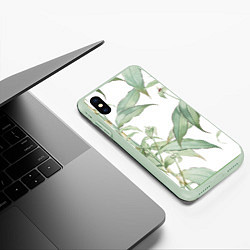 Чехол iPhone XS Max матовый Цветы Яркая Листва, цвет: 3D-салатовый — фото 2