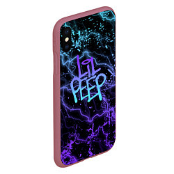 Чехол iPhone XS Max матовый Lil peep neon молнии, цвет: 3D-малиновый — фото 2