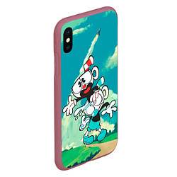 Чехол iPhone XS Max матовый 2 Чашечки Cuphead, цвет: 3D-малиновый — фото 2