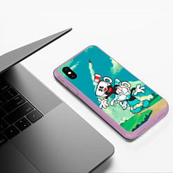 Чехол iPhone XS Max матовый 2 Чашечки Cuphead, цвет: 3D-сиреневый — фото 2